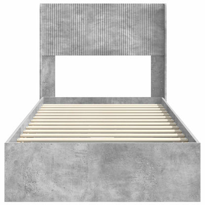 vidaXL Bed Frame with Storage and Headboard Concrete Grey 75 x 190 cm