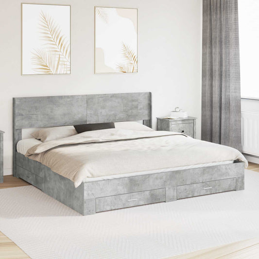 vidaXL Bed Frame with Storage and Headboard Concrete Grey
