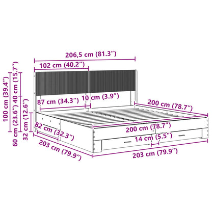 vidaXL Bed Frame with Storage and Headboard Concrete Grey
