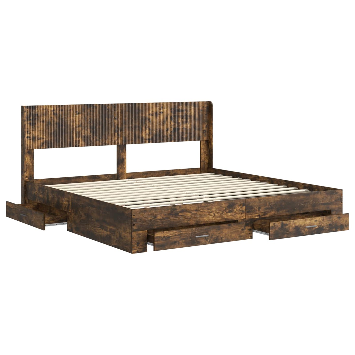 vidaXL Bed Frame with Storage and Headboard Smoked Oak Engineered Wood