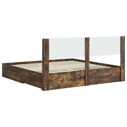 vidaXL Bed Frame with Storage and Headboard Smoked Oak Engineered Wood