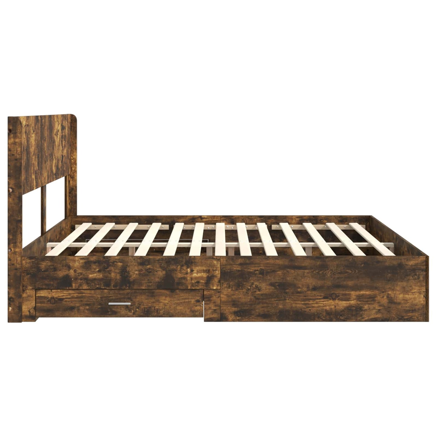vidaXL Bed Frame with Storage and Headboard Smoked Oak Engineered Wood