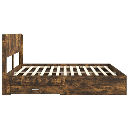 vidaXL Bed Frame with Storage and Headboard Smoked Oak Engineered Wood
