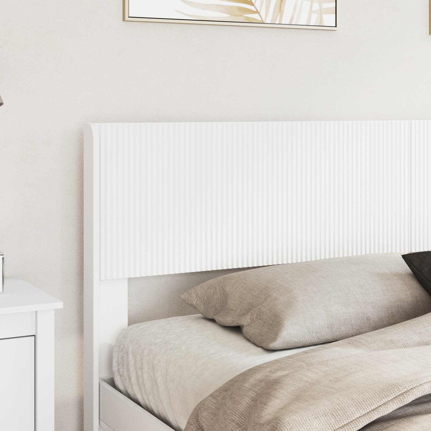 vidaXL Bed Frame with Storage and Headboard White Engineered Wood