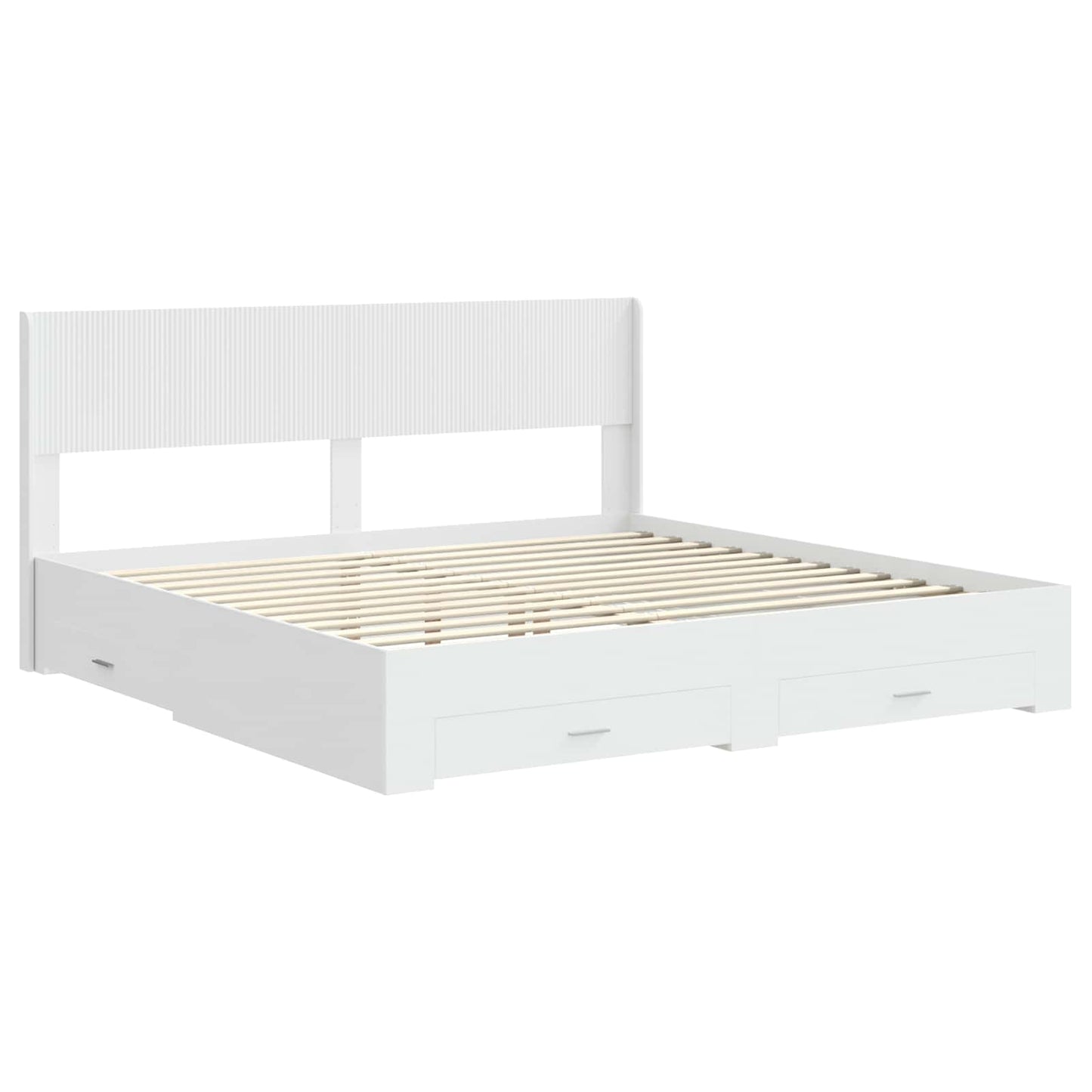 vidaXL Bed Frame with Storage and Headboard White Engineered Wood