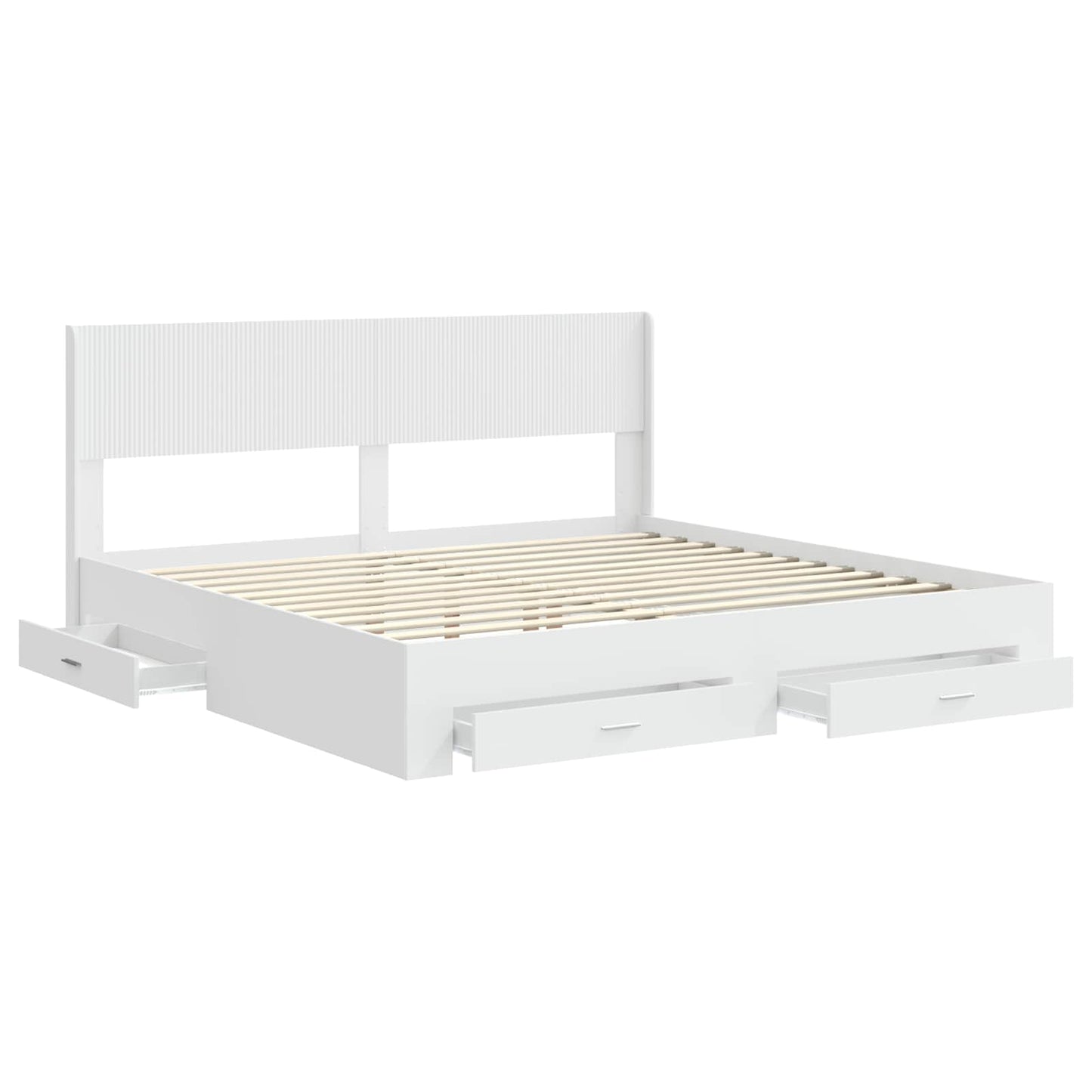 vidaXL Bed Frame with Storage and Headboard White Engineered Wood