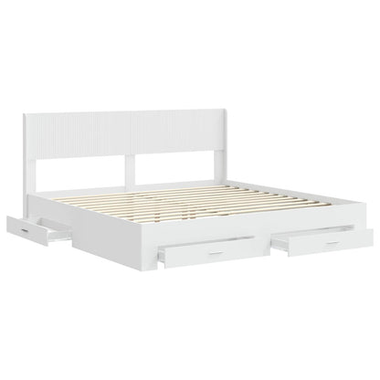vidaXL Bed Frame with Storage and Headboard White Engineered Wood