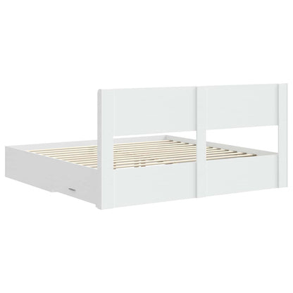vidaXL Bed Frame with Storage and Headboard White Engineered Wood