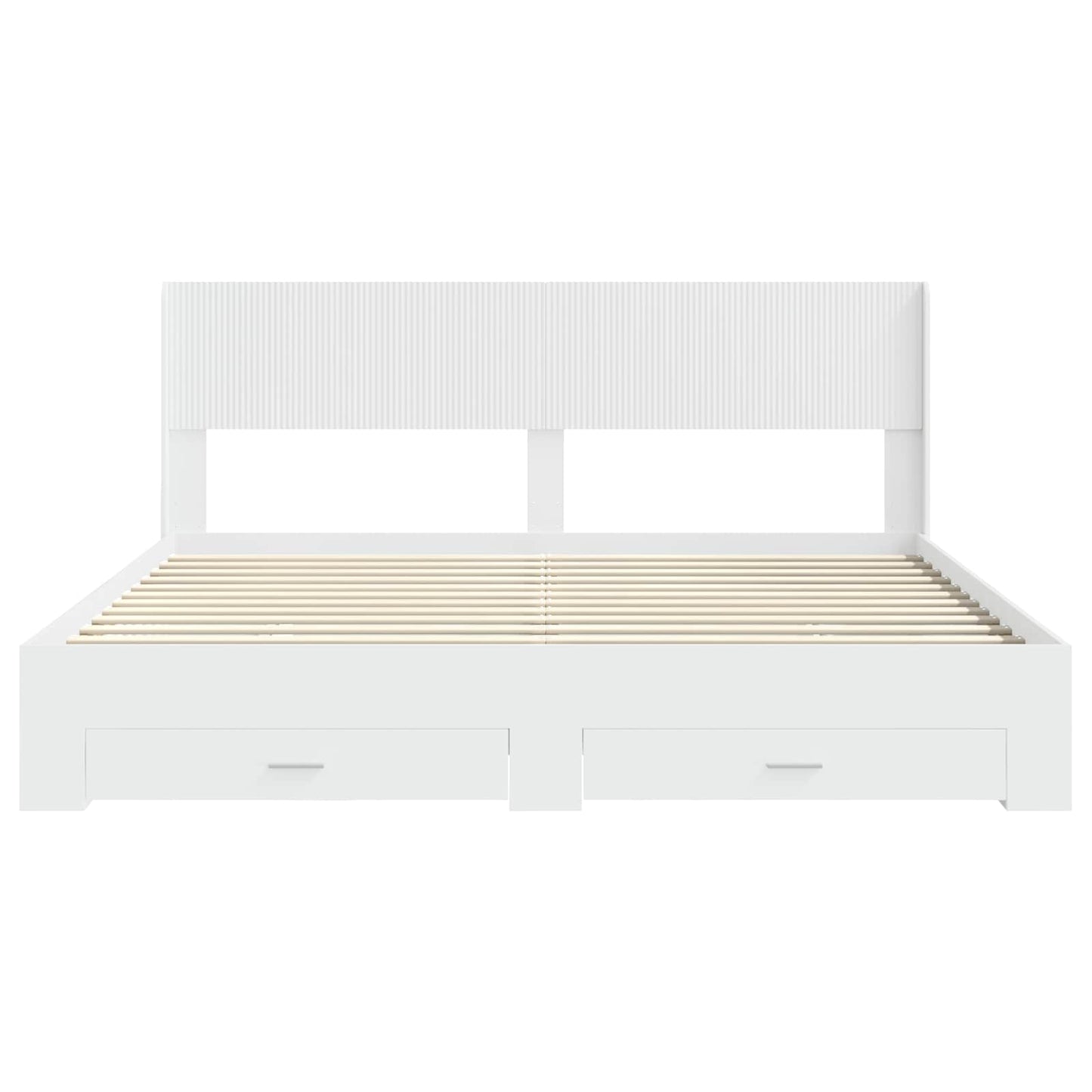 vidaXL Bed Frame with Storage and Headboard White Engineered Wood