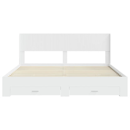 vidaXL Bed Frame with Storage and Headboard White Engineered Wood