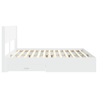 vidaXL Bed Frame with Storage and Headboard White Engineered Wood
