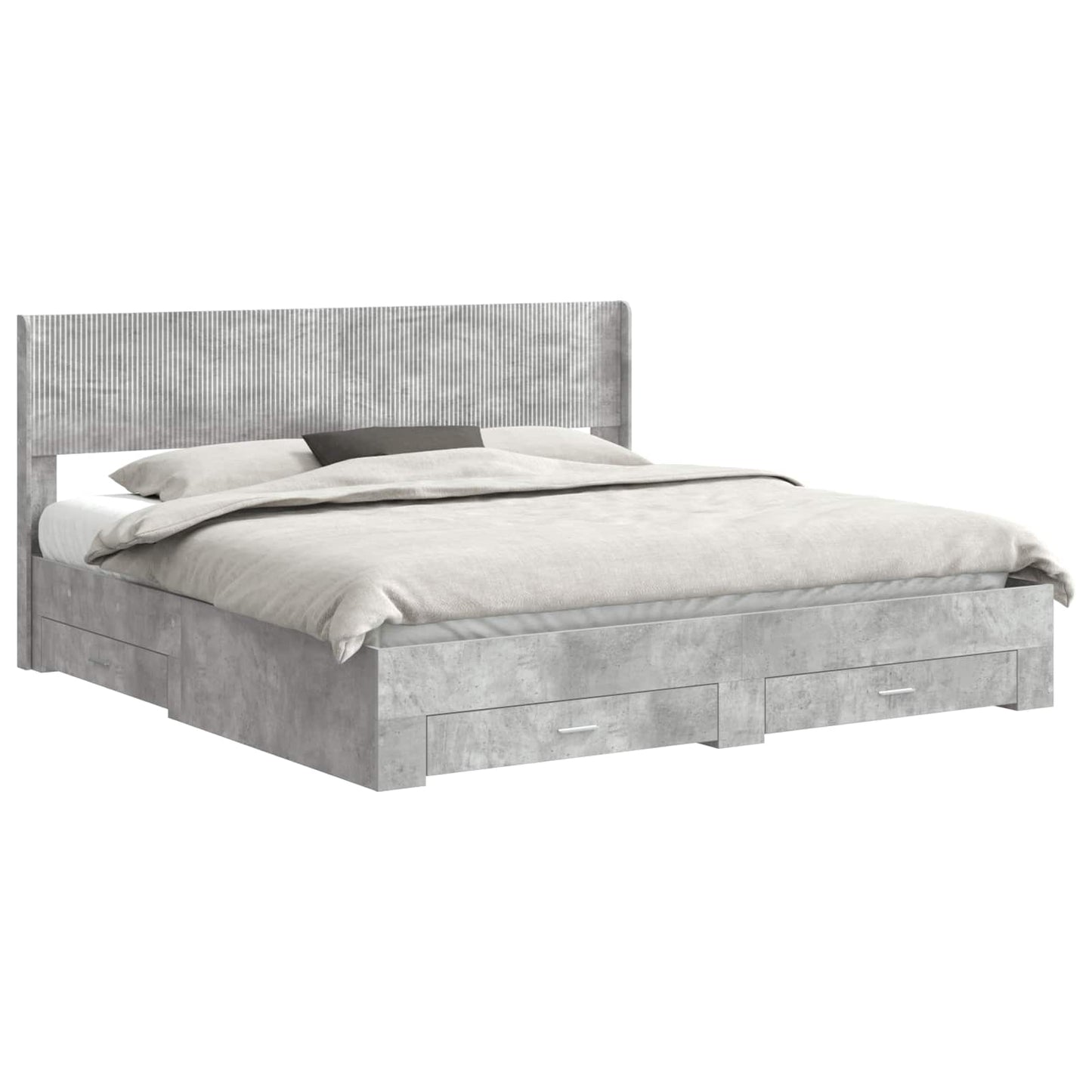 vidaXL Bed Frame with Storage and Headboard Concrete Grey 180 x 200 cm