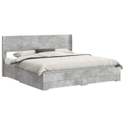 vidaXL Bed Frame with Storage and Headboard Concrete Grey 180 x 200 cm