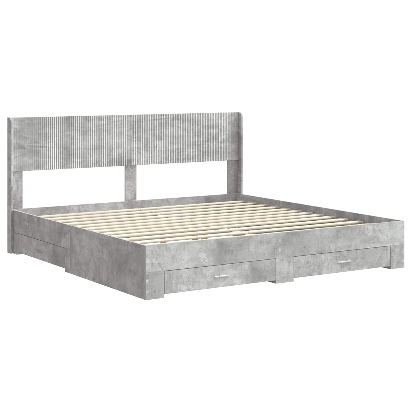 vidaXL Bed Frame with Storage and Headboard Concrete Grey 180 x 200 cm