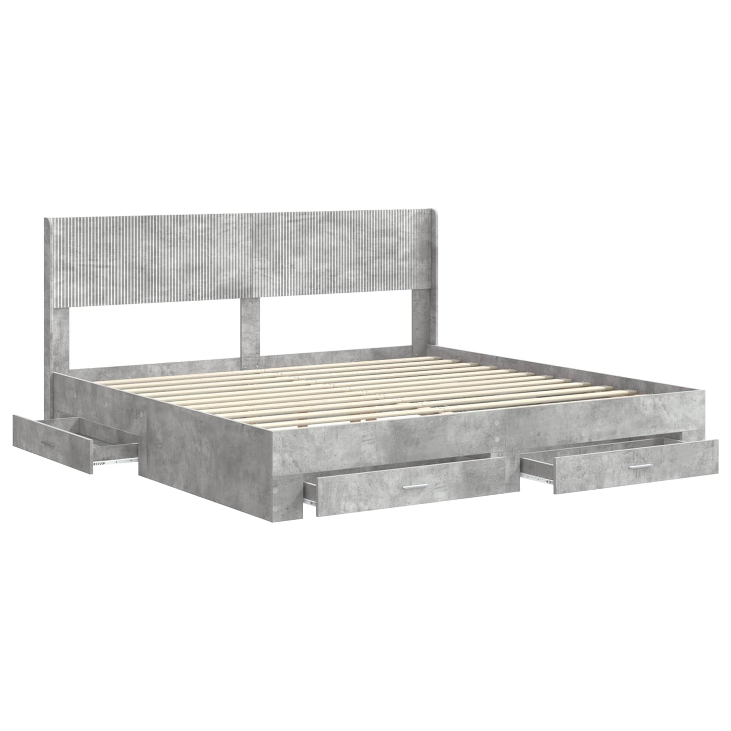 vidaXL Bed Frame with Storage and Headboard Concrete Grey 180 x 200 cm
