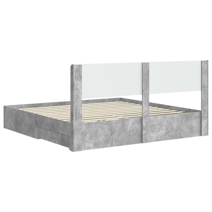 vidaXL Bed Frame with Storage and Headboard Concrete Grey 180 x 200 cm