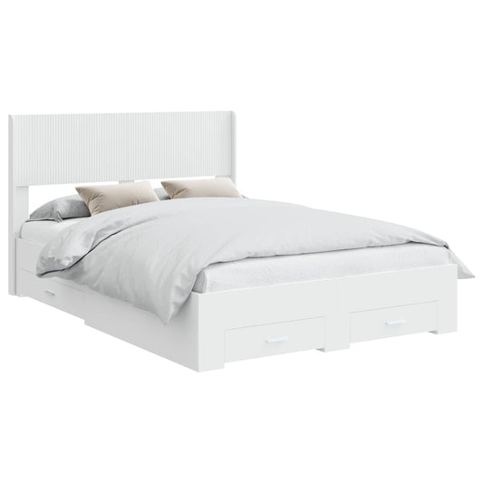 vidaXL Bed Frame with Storage and Headboard White Engineered Wood