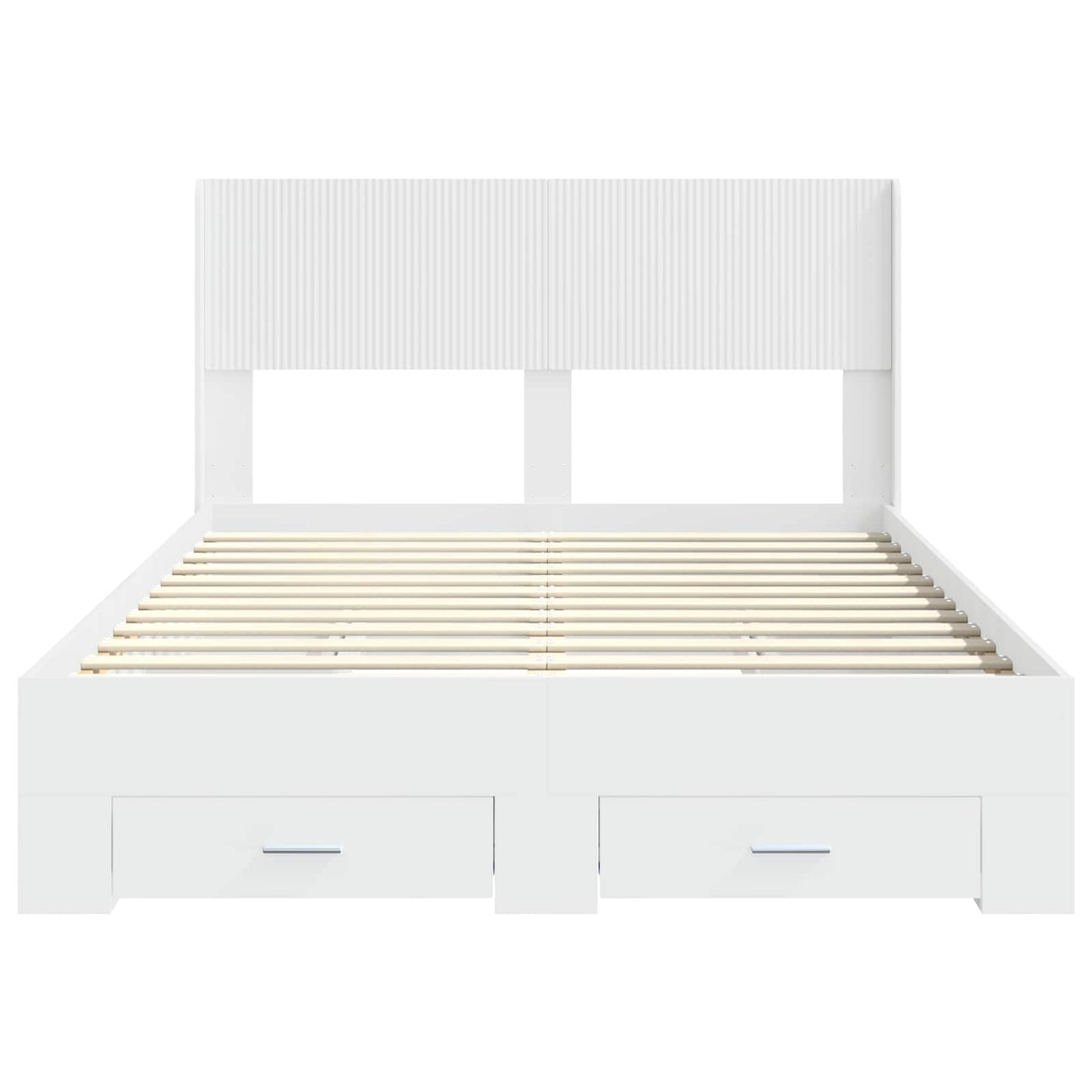 vidaXL Bed Frame with Storage and Headboard White Engineered Wood