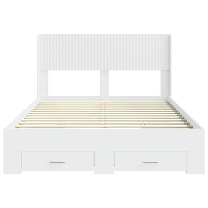 vidaXL Bed Frame with Storage and Headboard White Engineered Wood