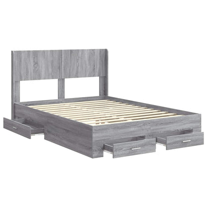 vidaXL Bed Frame with Storage and Headboard Grey Sonoma