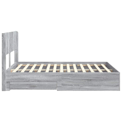 vidaXL Bed Frame with Storage and Headboard Grey Sonoma