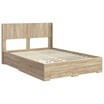 vidaXL Bed Frame with Storage and Headboard Sonoma Oak 150 x 200 cm