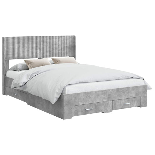 vidaXL Bed Frame with Storage and Headboard Concrete Grey 150 x 200 cm