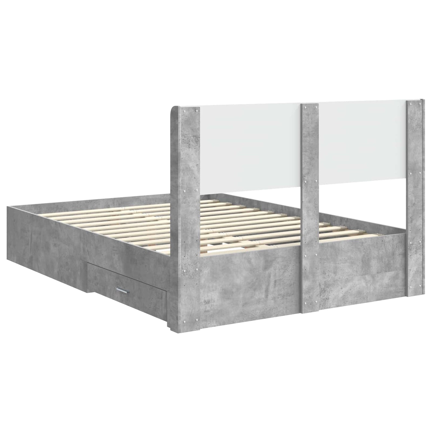 vidaXL Bed Frame with Storage and Headboard Concrete Grey 150 x 200 cm