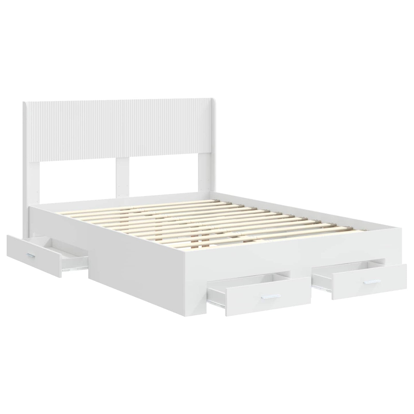 vidaXL Bed Frame with Storage and Headboard White Engineered Wood