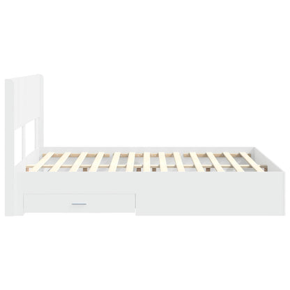 vidaXL Bed Frame with Storage and Headboard White Engineered Wood