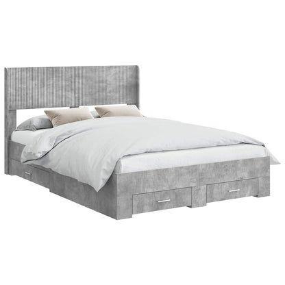 vidaXL Bed Frame with Storage and Headboard Concrete Grey 140 x 200 cm