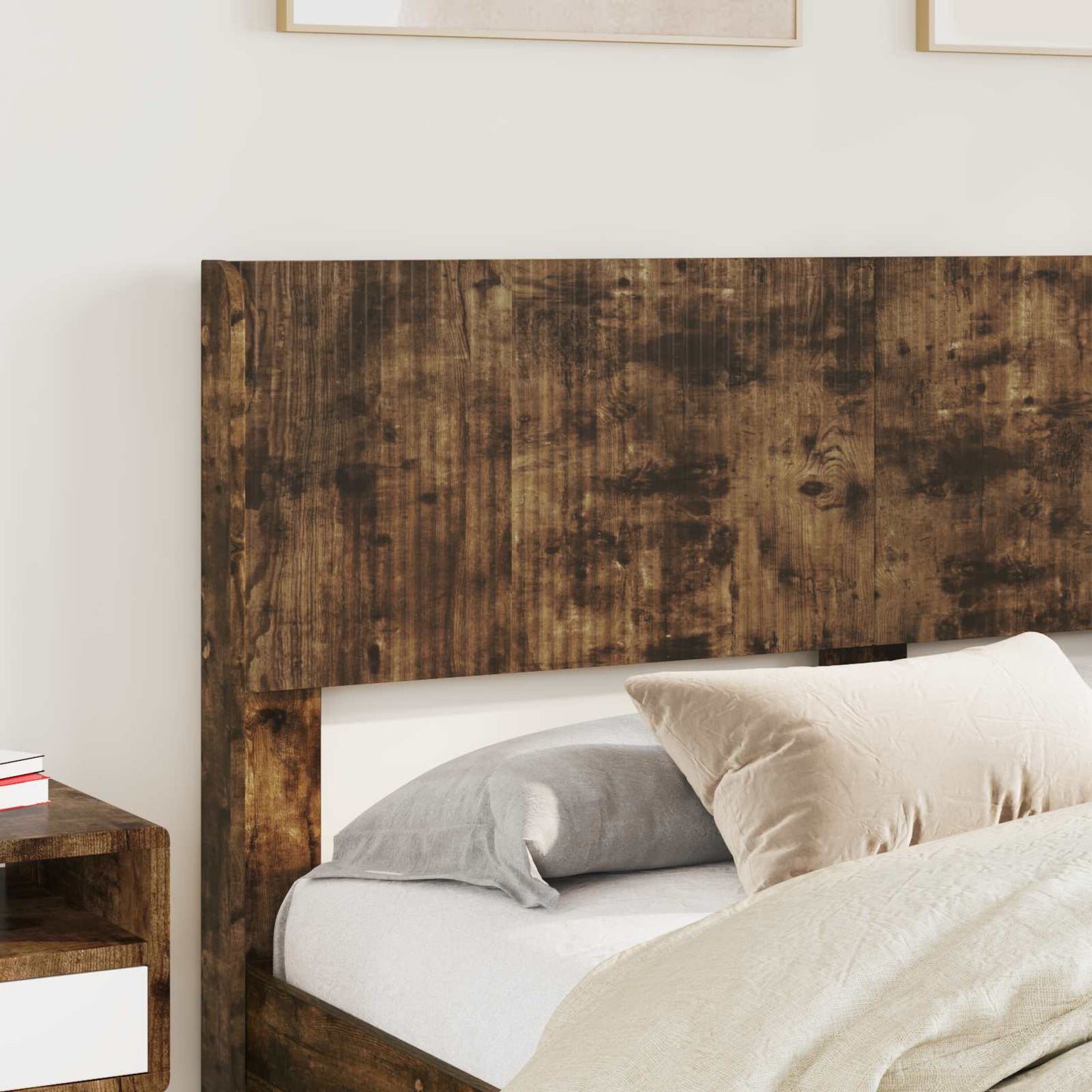 vidaXL Bed Frame with Storage and Headboard Smoked Oak 140 x 200 cm