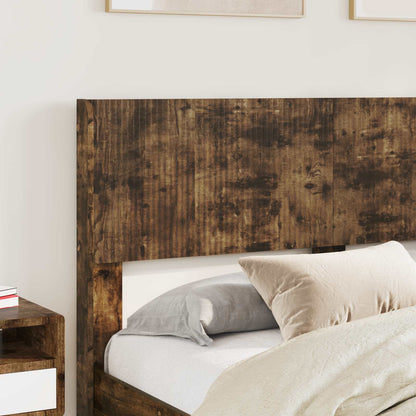 vidaXL Bed Frame with Storage and Headboard Smoked Oak 140 x 200 cm
