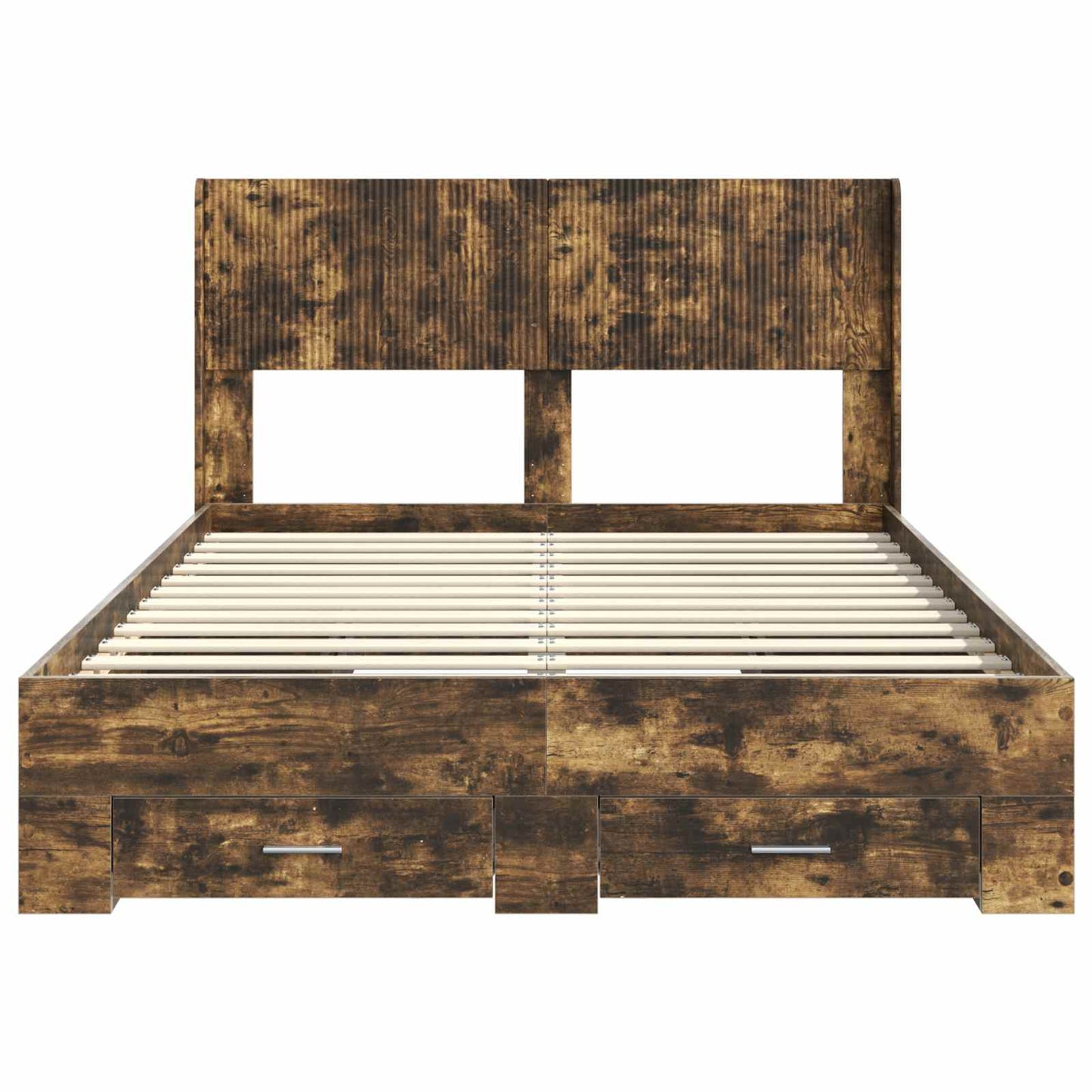 vidaXL Bed Frame with Storage and Headboard Smoked Oak 140 x 200 cm