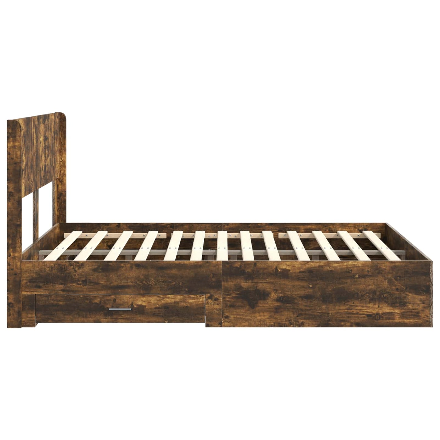 vidaXL Bed Frame with Storage and Headboard Smoked Oak 140 x 200 cm