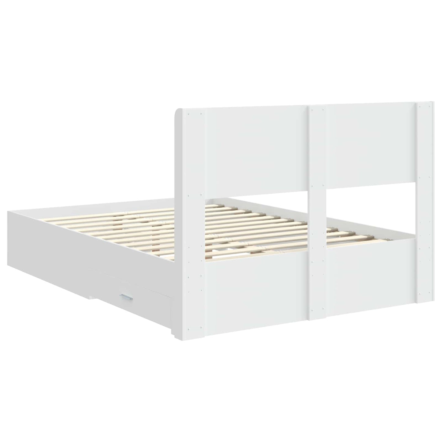 vidaXL Bed Frame with Storage and Headboard White Engineered Wood