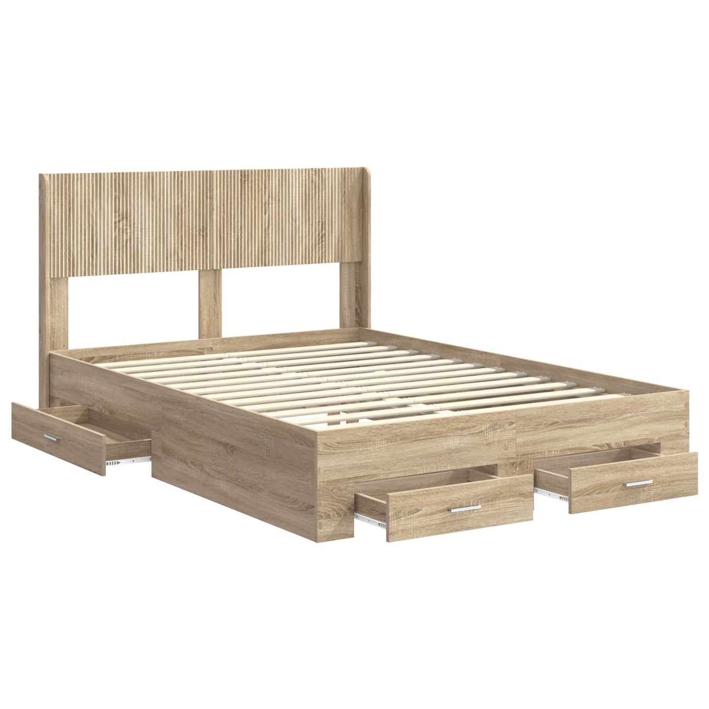 vidaXL Bed Frame with Storage and Headboard Sonoma Oak Engineered Wood