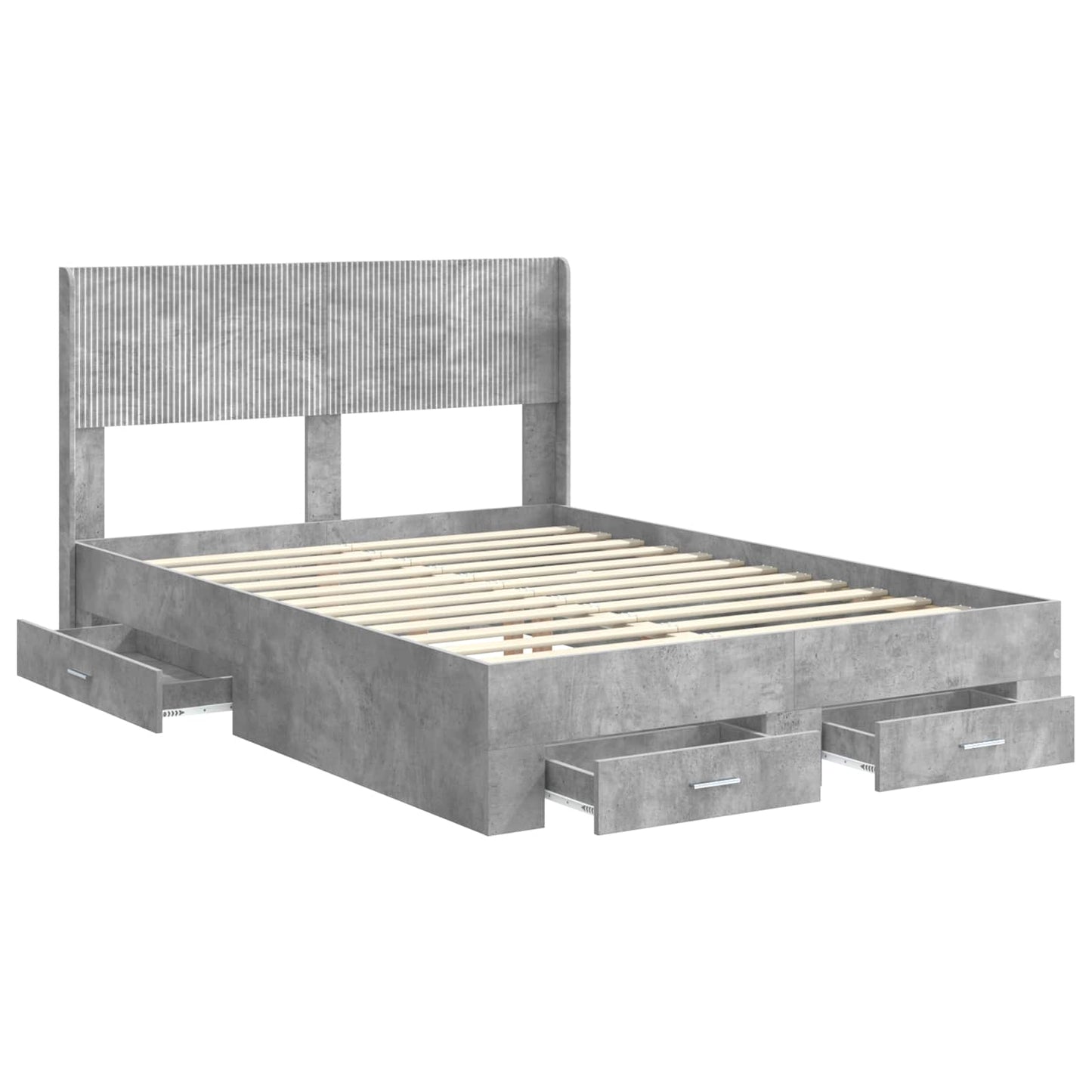vidaXL Bed Frame with Storage and Headboard Concrete Grey 140 x 190 cm