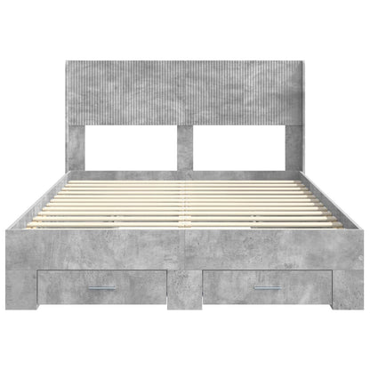 vidaXL Bed Frame with Storage and Headboard Concrete Grey 140 x 190 cm