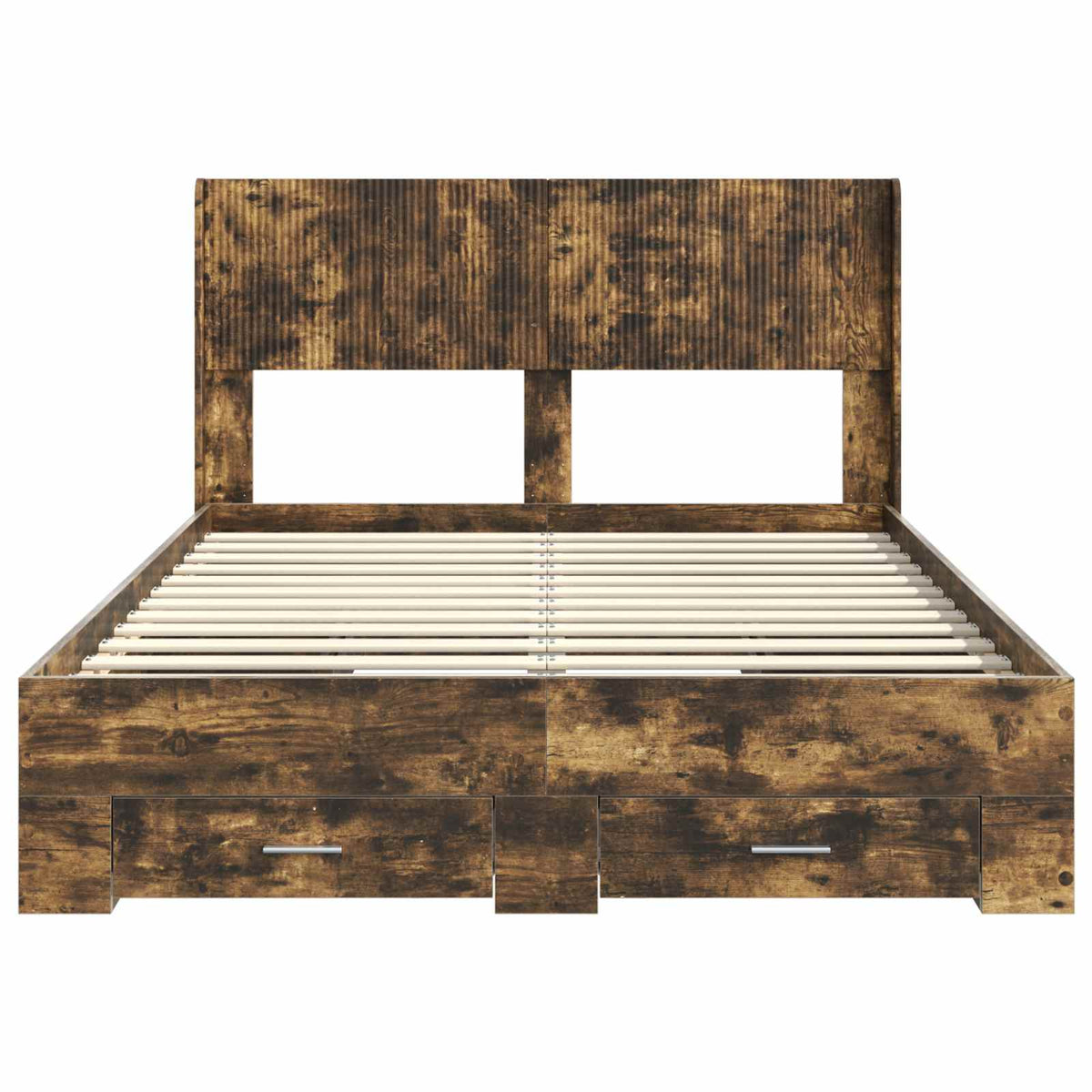 vidaXL Bed Frame with Storage and Headboard Smoked Oak 140 x 190 cm