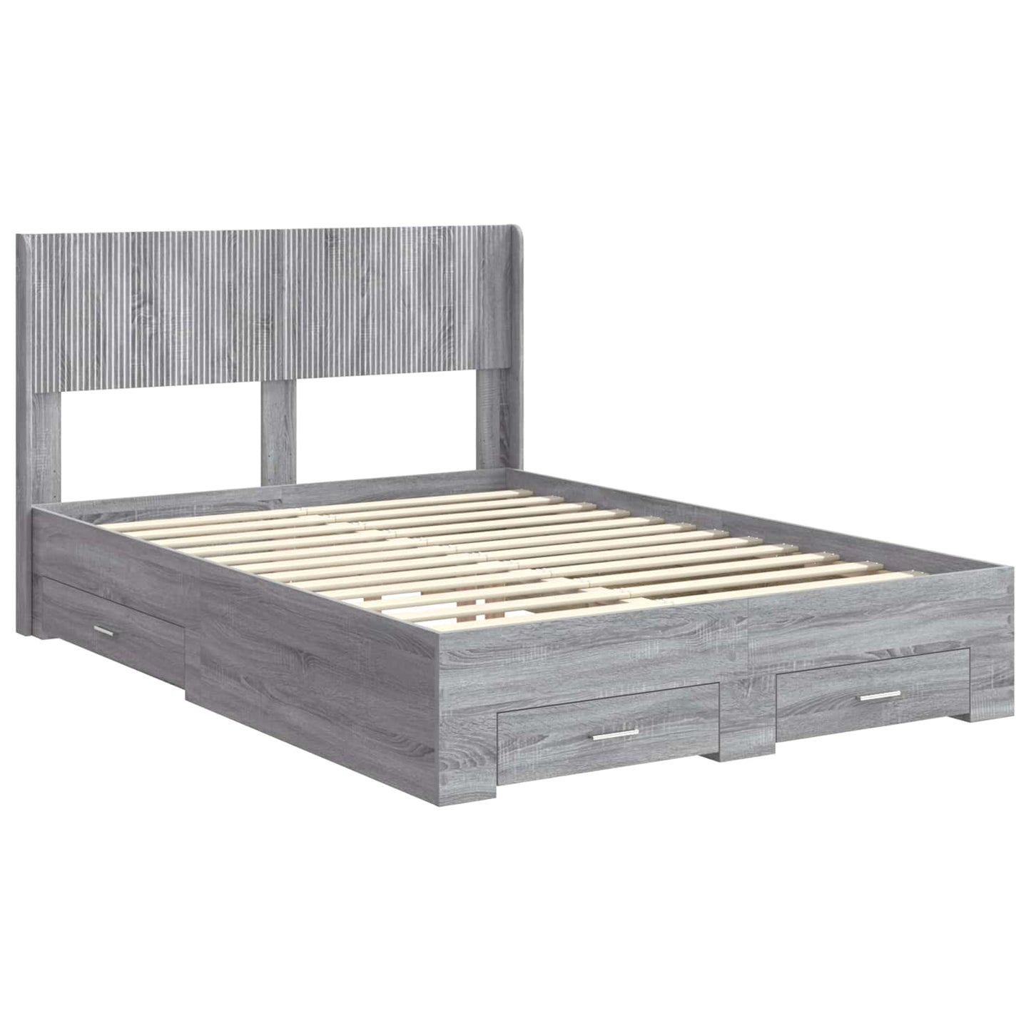 vidaXL Bed Frame with Storage and Headboard Grey Sonoma 140 x 190 cm