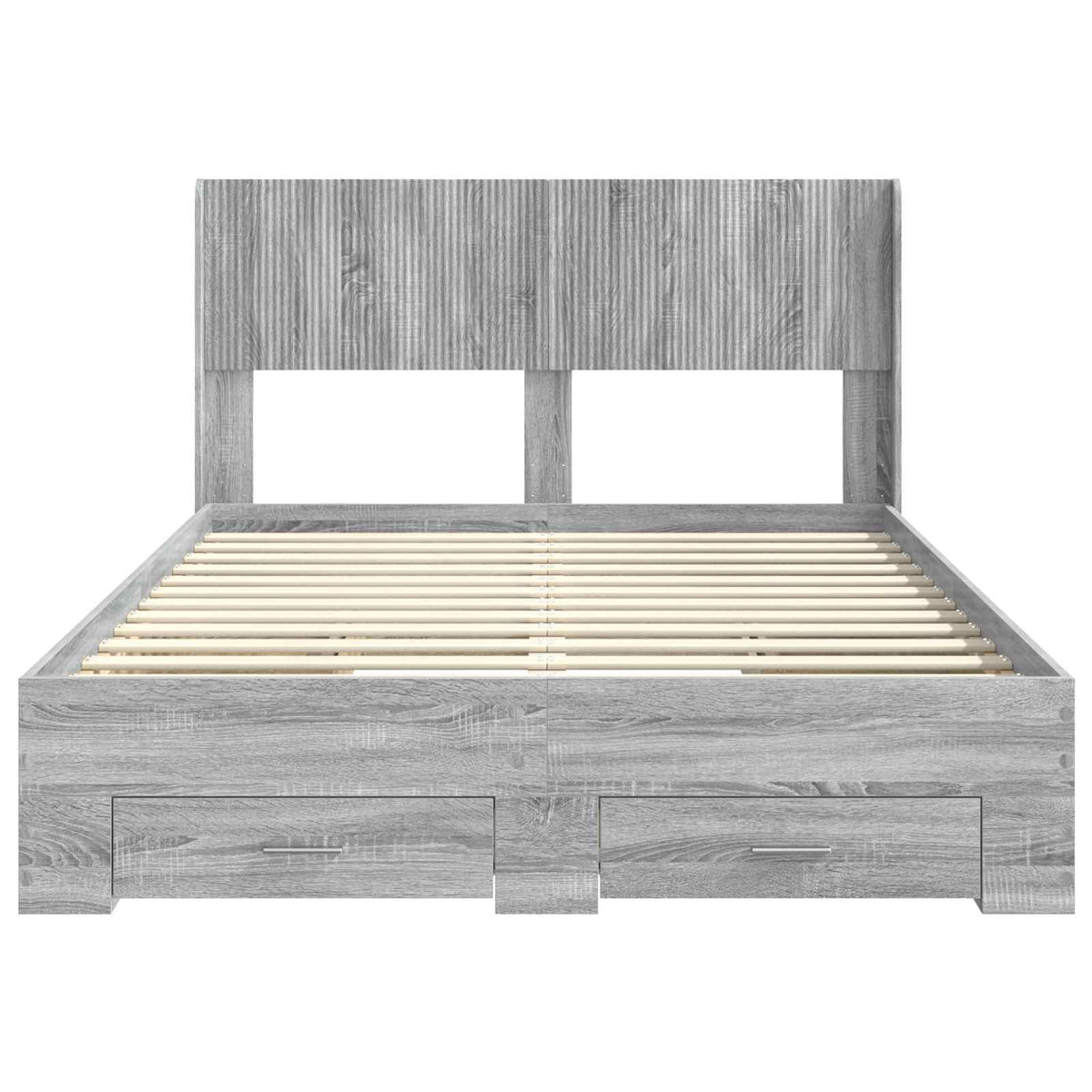 vidaXL Bed Frame with Storage and Headboard Grey Sonoma 140 x 190 cm