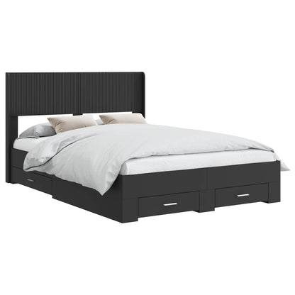 vidaXL Bed Frame with Storage and Headboard Black 135 x 190 cm