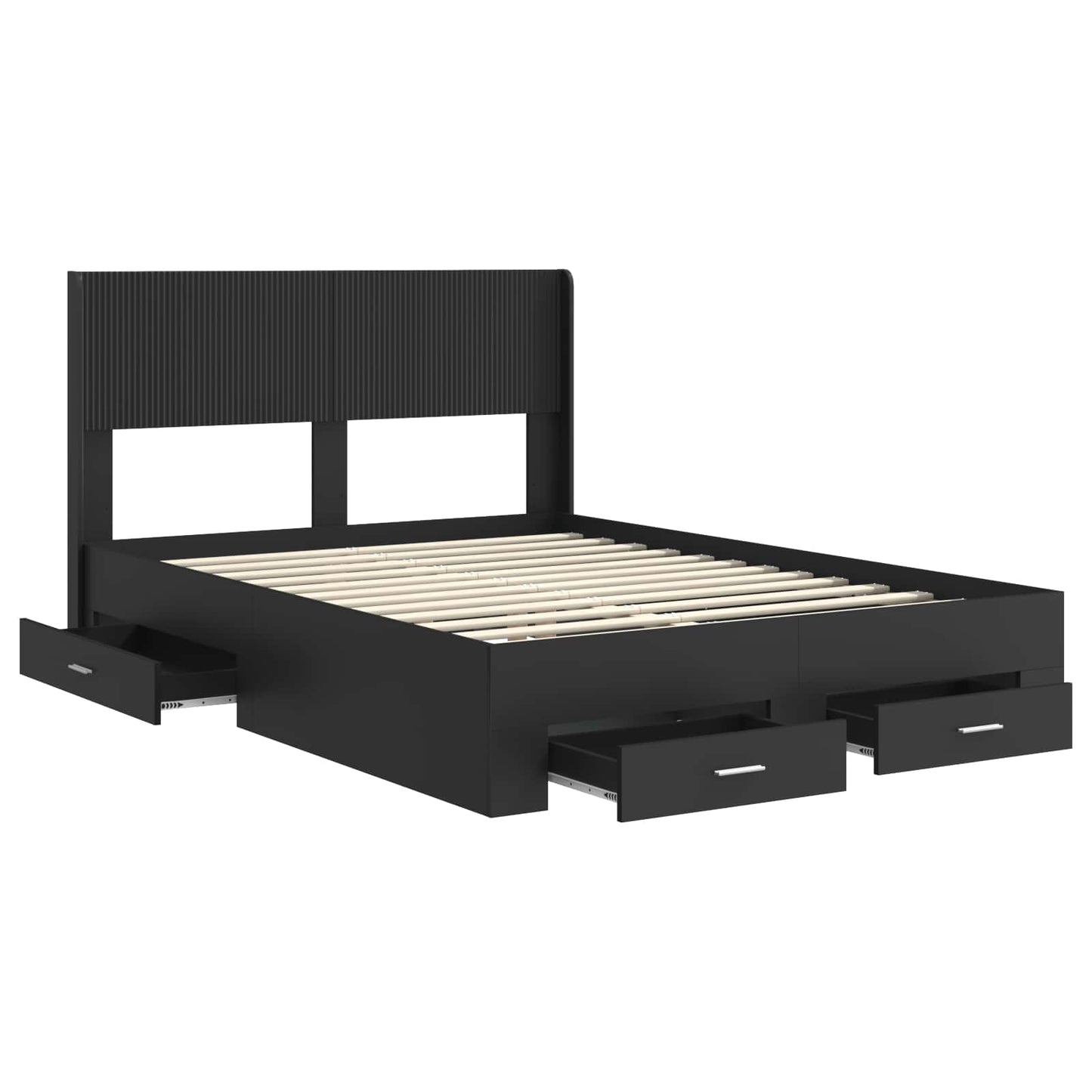 vidaXL Bed Frame with Storage and Headboard Black 135 x 190 cm
