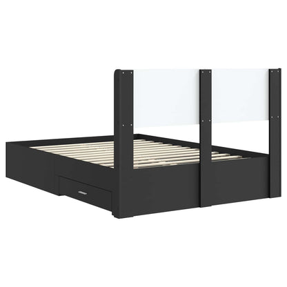 vidaXL Bed Frame with Storage and Headboard Black 135 x 190 cm