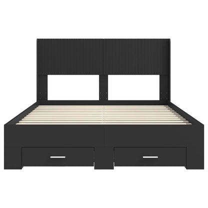 vidaXL Bed Frame with Storage and Headboard Black 135 x 190 cm
