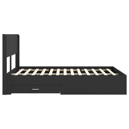 vidaXL Bed Frame with Storage and Headboard Black 135 x 190 cm
