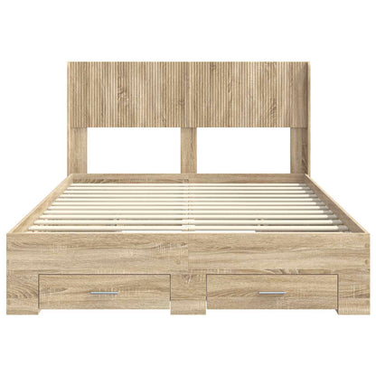 vidaXL Bed Frame with Storage and Headboard Sonoma Oak Engineered Wood