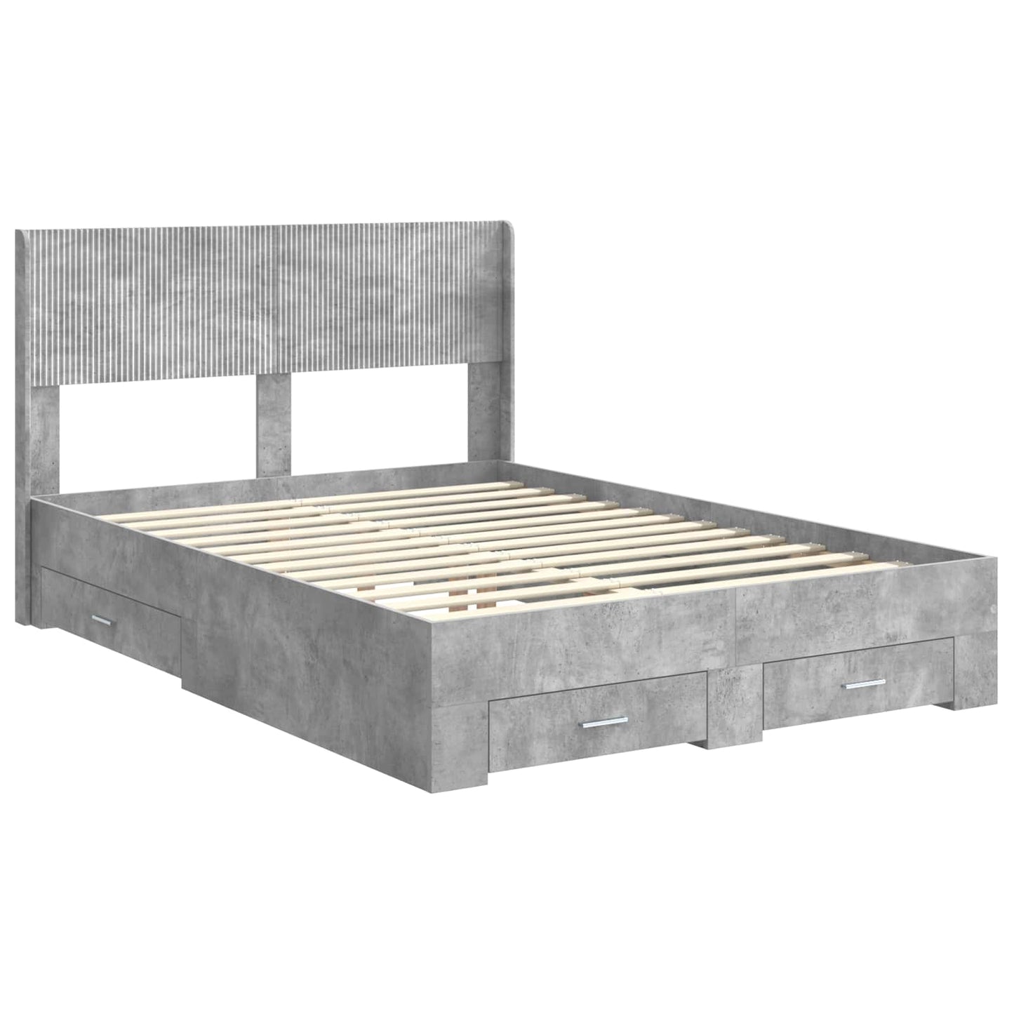 vidaXL Bed Frame with Storage and Headboard Concrete Grey 135 x 190 cm