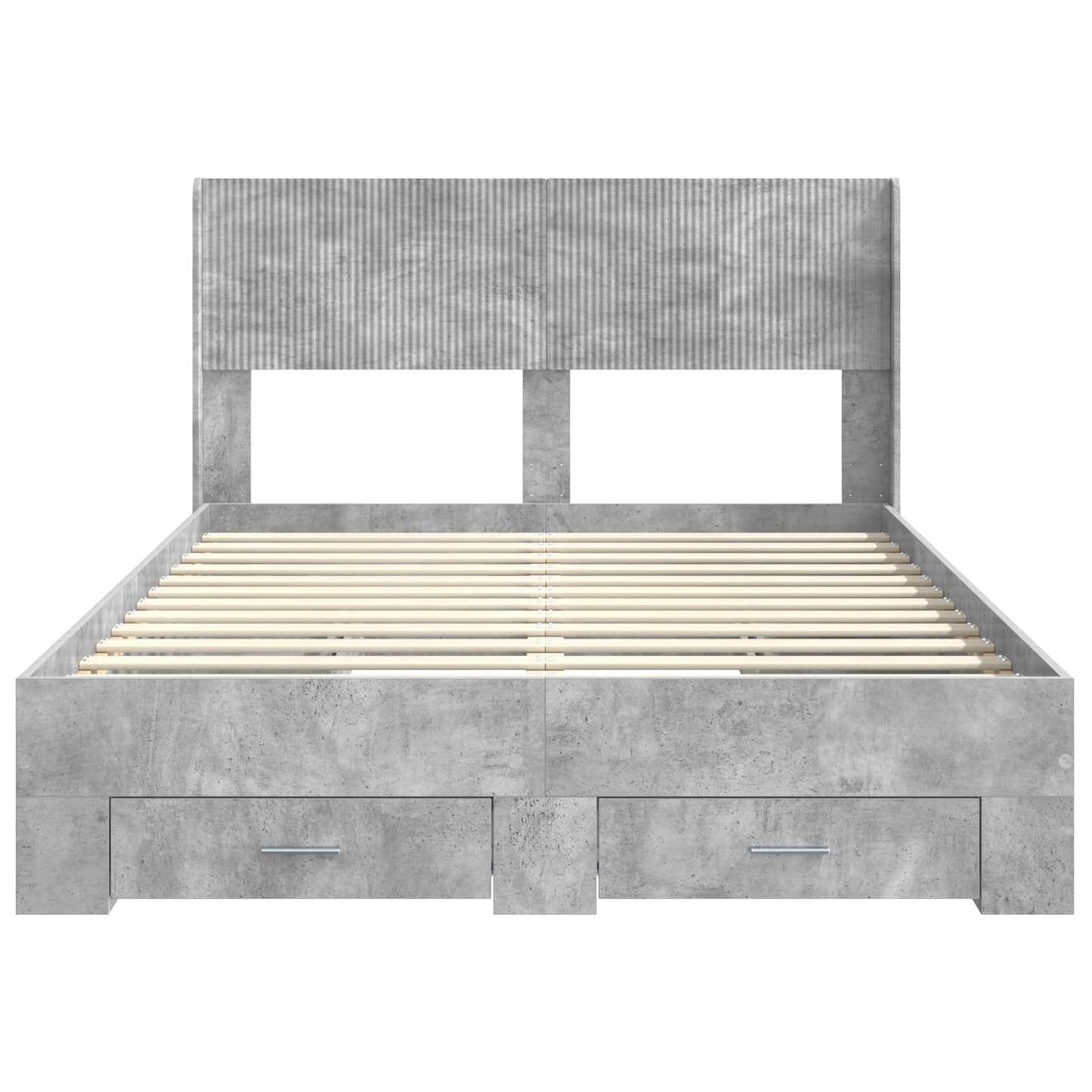 vidaXL Bed Frame with Storage and Headboard Concrete Grey 135 x 190 cm